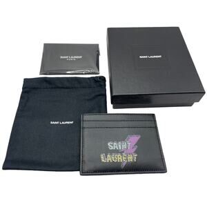 Saint Laurent lightning Paris print cardholder (303)
